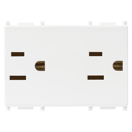 Vimar Plana Series Double 2P+E USA Socket Outlet, 15A, 127V, Flush Mount, IP20, 3-Module — Quality Boat Parts