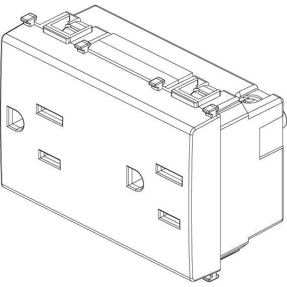 Vimar Plana Series Double 2P+E USA Socket Outlet, 15A, 127V, Flush Mount, IP20, 3-Module — Quality Boat Parts