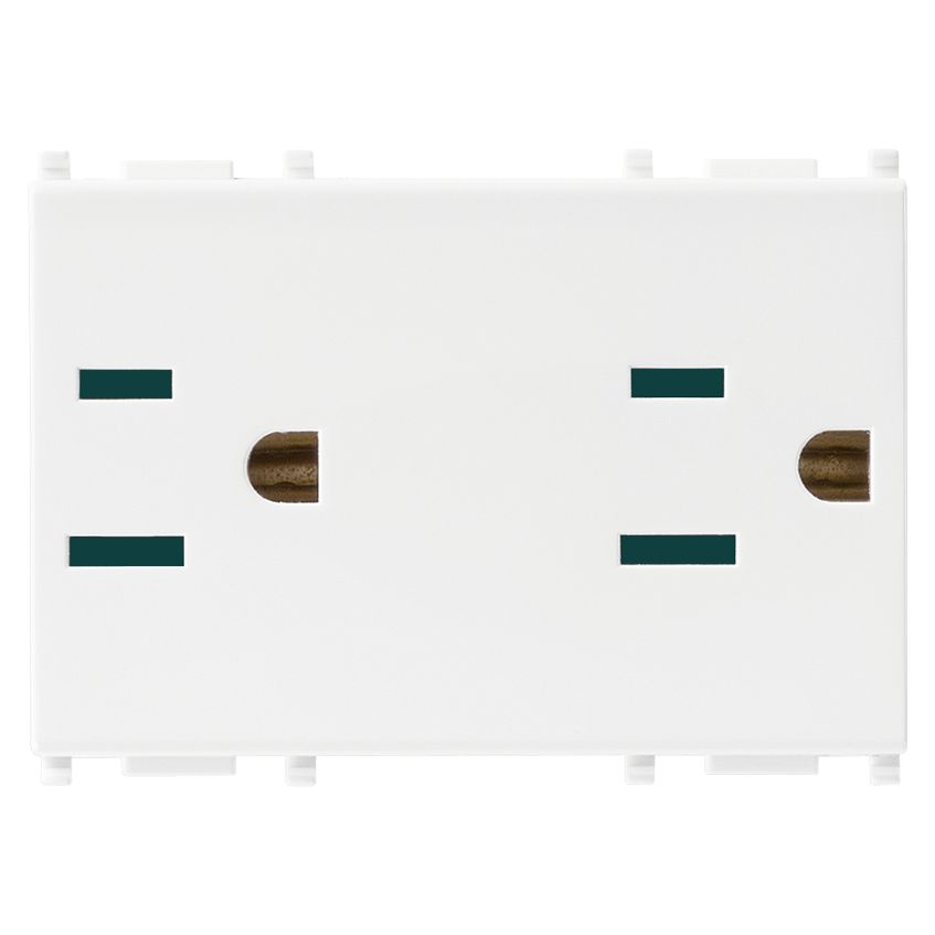 Vimar Plana 2P+E Duplex SICURY Socket Outlet, American and Saudi Arabian Standards, 15A, 127V, IP20, Flush Mount — Quality Boat Parts