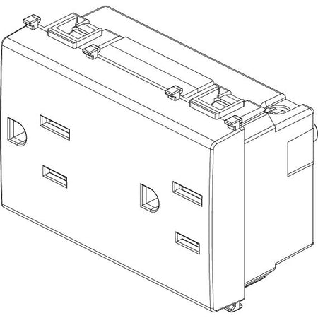 Vimar Plana 2P+E Duplex SICURY Socket Outlet, American and Saudi Arabian Standards, 15A, 127V, IP20, Flush Mount — Quality Boat Parts