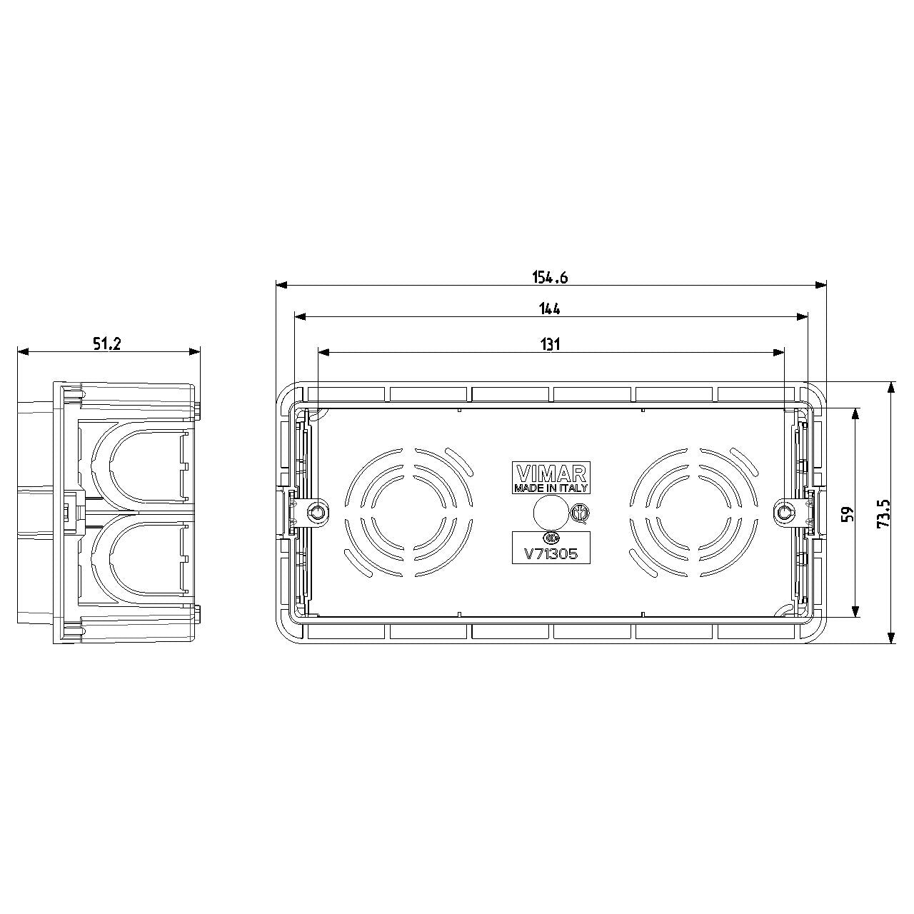 Vimar 5-Module Flush Mounting Box, For Masonry Walls, 20/25 mm Tube, 16 Inlets, Halogen-Free Plastic — Quality Boat Parts