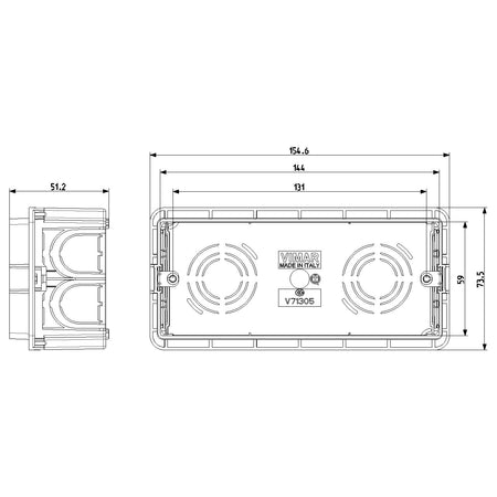 Vimar 5-Module Flush Mounting Box, For Masonry Walls, 20/25 mm Tube, 16 Inlets, Halogen-Free Plastic — Quality Boat Parts