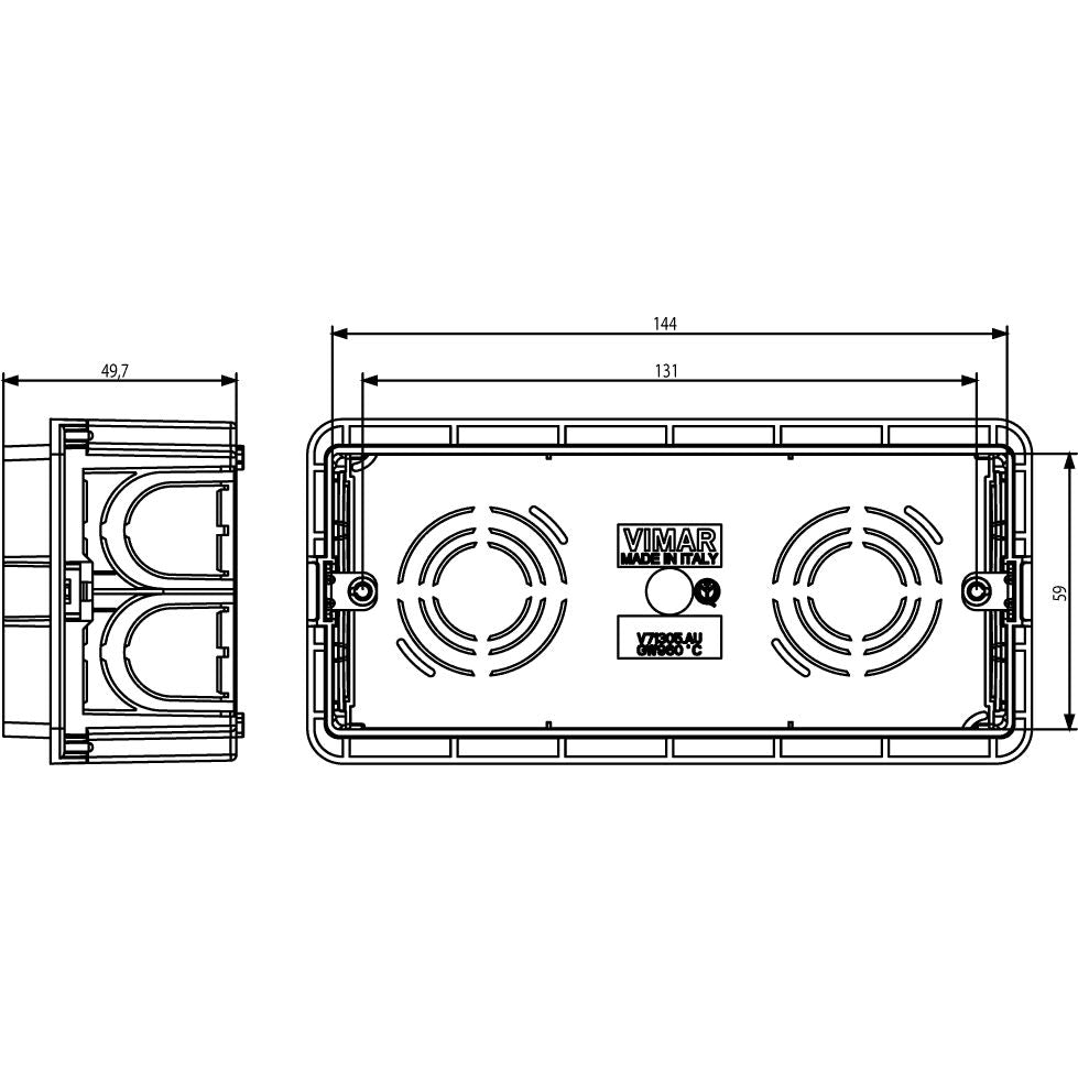 Vimar 5-Module Flush Mounting Box, For Masonry Walls, 20/25 mm Tube, 16 Inlets, Halogen-Free Plastic — Quality Boat Parts