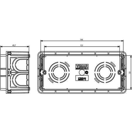 Vimar 5-Module Flush Mounting Box, For Masonry Walls, 20/25 mm Tube, 16 Inlets, Halogen-Free Plastic — Quality Boat Parts