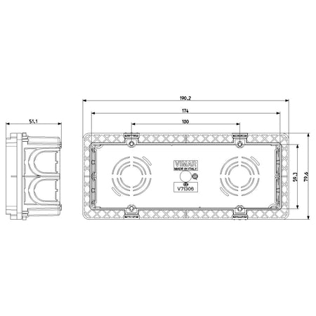 Vimar 6-7 Module Flush Mounting Box, For Masonry Walls, 9 Knockouts for 20/25 mm Tubes, Halogen-Free Plastic, IP00 — Quality Boat Parts