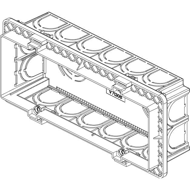 Vimar 6-7 Module Flush Mounting Box, For Masonry Walls, 9 Knockouts for 20/25 mm Tubes, Halogen-Free Plastic, IP00 — Quality Boat Parts