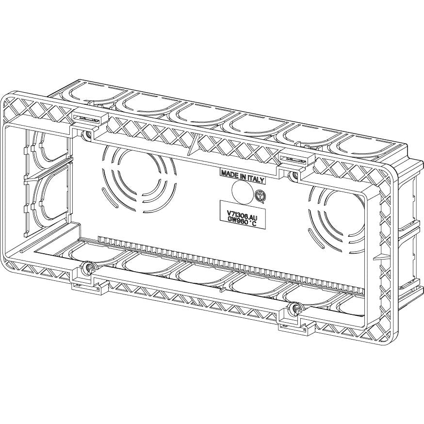 Vimar 6-7 Module Flush Mounting Box, For Masonry Walls, 9 Knockouts for 20/25 mm Tubes, Halogen-Free Plastic, IP00 — Quality Boat Parts