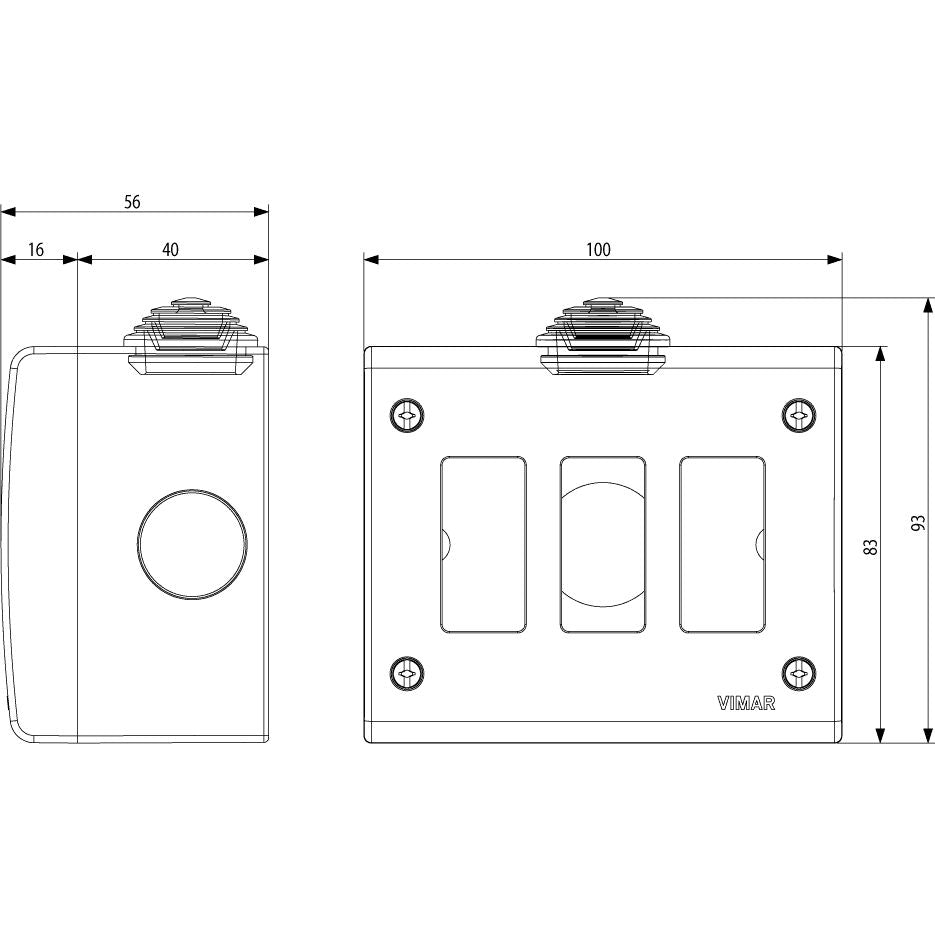Vimar 3-Module IP40 Surface Enclosure, For 8000 Standard Modules — Quality Boat Parts