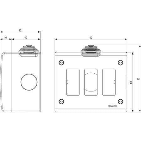 Vimar 3-Module IP40 Surface Enclosure, For 8000 Standard Modules — Quality Boat Parts