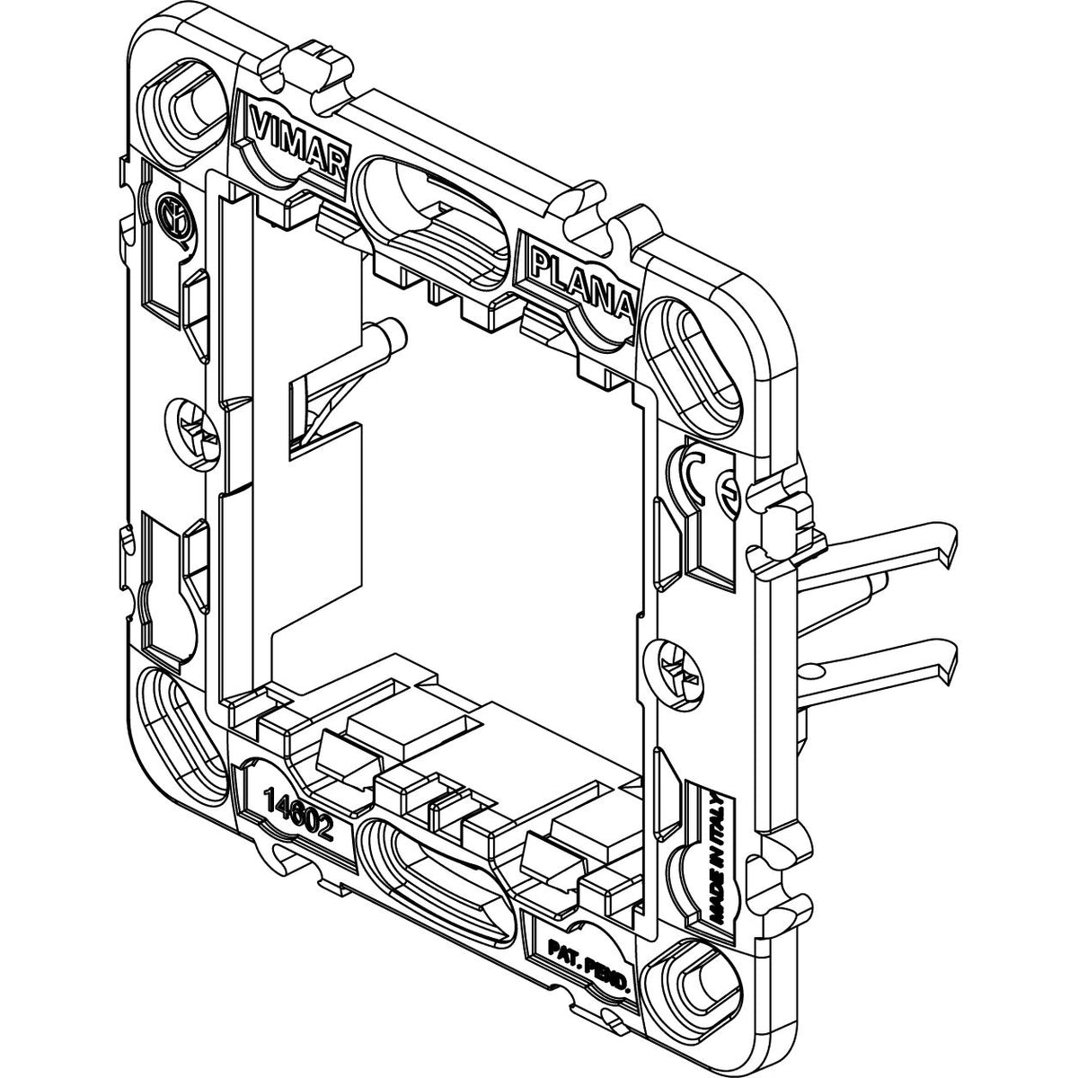 Vimar PLANA 2-Module Mounting Frame, For Ø 60 mm Mounting Boxes, 71 mm Centers, With Claws — Quality Boat Parts