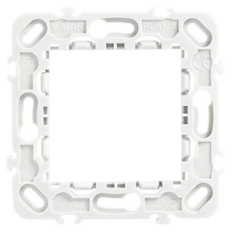 Vimar PLANA 2-Module Mounting Frame, For 60 mm Fixing Centres or 56x56 mm Mounting Boxes, 71 mm Centre Distance, Without Screws — Quality Boat Parts