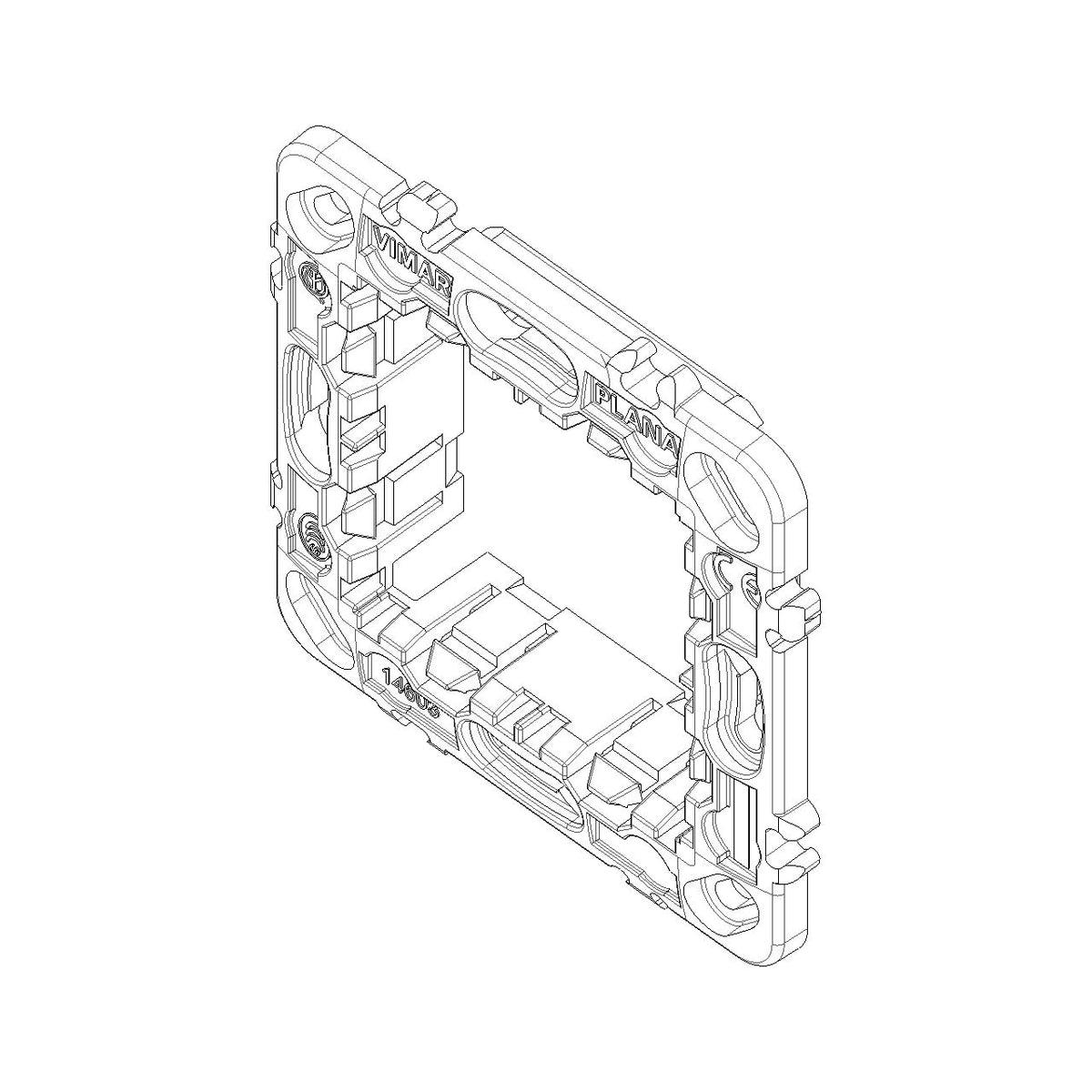 Vimar PLANA 2-Module Mounting Frame, For 60 mm Fixing Centres or 56x56 mm Mounting Boxes, 71 mm Centre Distance, Without Screws — Quality Boat Parts