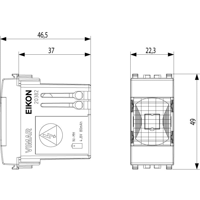 Vimar EIKON 1M LED Emergency Lamp, 230V, IP40, Built-In, 2-Hour Runtime — Quality Boat Parts