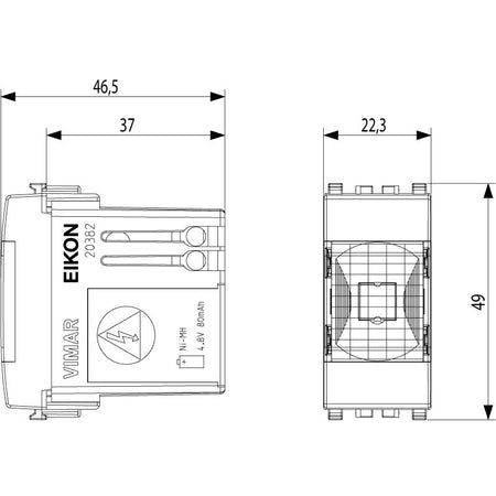 Vimar EIKON 1M LED Emergency Lamp, 230V, IP40, Built-In, 2-Hour Runtime — Quality Boat Parts