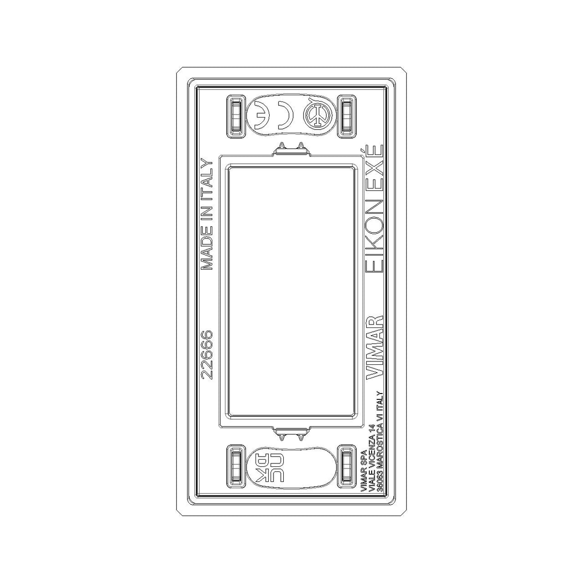 Vimar EIKON 1-Module Cover Plate, Metal, 42 x 82 mm, Clamp Mounting — Quality Boat Parts