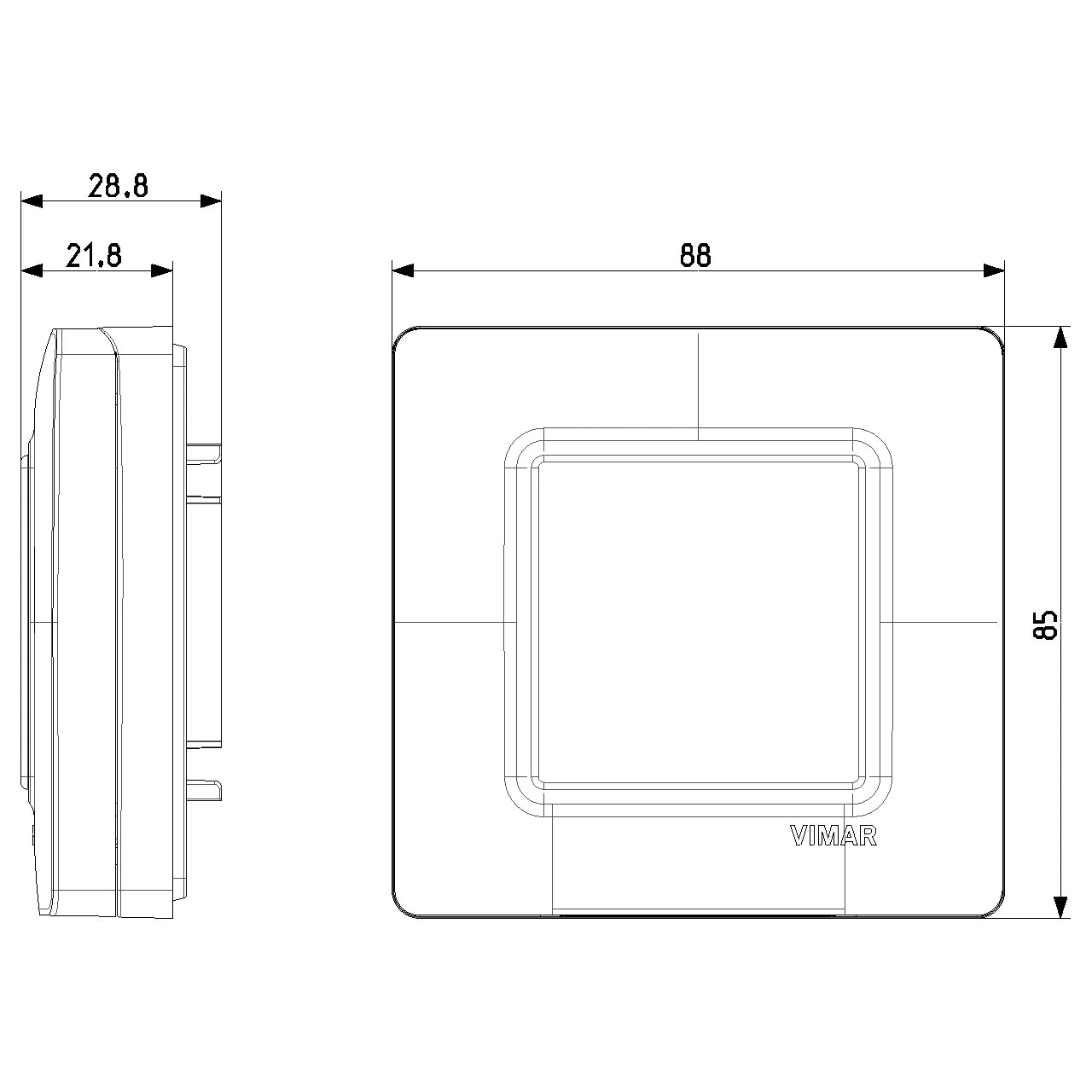Vimar 2-Module IP55 Cover Plate, For Eikon and Plana Series, With Screws, 60 mm Mounting Boxes — Quality Boat Parts