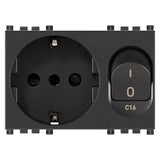Vimar ARKÉ 2P+E P30 SICURY Outlet with C16 Circuit Breaker, 16A, 230V, 3000 A, Flush Mount, IP20 — Quality Boat Parts