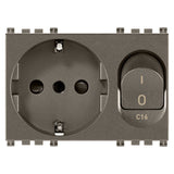 Vimar ARKÉ 2P+E P30 SICURY Outlet with C16 Circuit Breaker, 16A, 230V, 3000 A, Flush Mount, IP20 — Quality Boat Parts