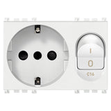 Vimar ARKÉ 2P+E P30 SICURY Outlet with C16 Circuit Breaker, 16A, 230V, 3000 A, Flush Mount, IP20 — Quality Boat Parts