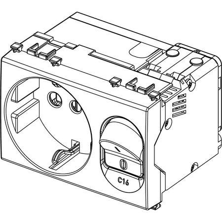 Vimar ARKÉ 2P+E P30 SICURY Outlet with C16 Circuit Breaker, 16A, 230V, 3000 A, Flush Mount, IP20 — Quality Boat Parts