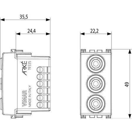 Vimar ARKÉ 3 RCA Connector Socket, 1 Module, IP20, Flush-Mounted, Screw Terminals — Quality Boat Parts