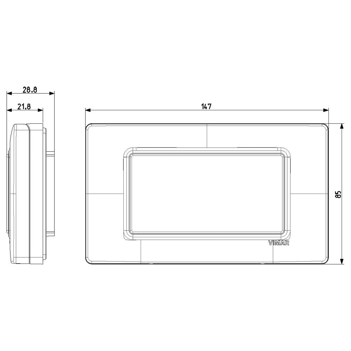 Vimar 4-Module IP55 Cover Plate, For Eikon and Plana Series, For 4-Module Flush Mounting Boxes, With Screws — Quality Boat Parts