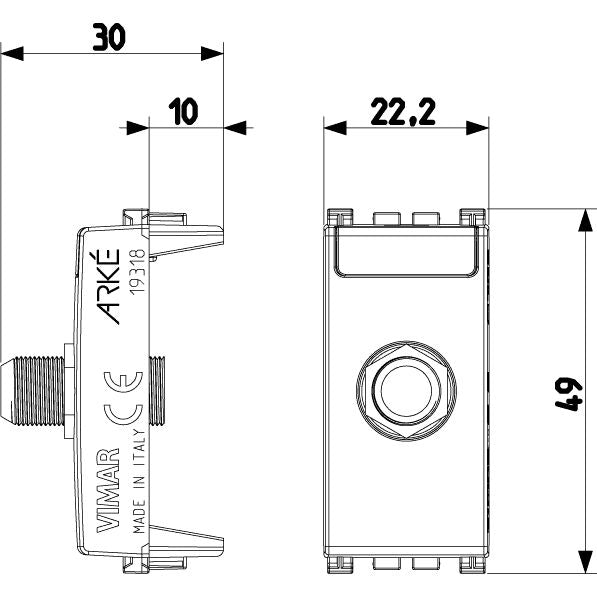 Vimar ARKÉ F Type Female Socket Connector, 2400 MHz, IEC 60169-24 — Quality Boat Parts