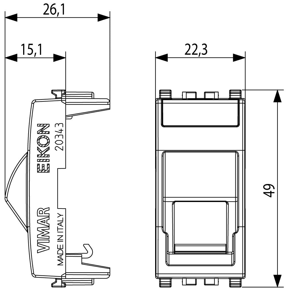 Vimar EIKON RJ45 Slating Adaptor, For RJ45 Keystone Connectors — Quality Boat Parts