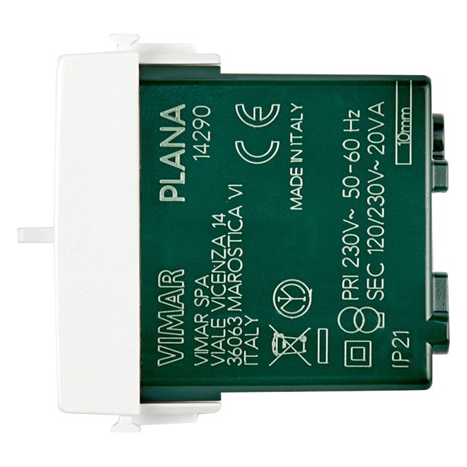 Vimar Plana Shaver Supply Unit 230V, 20 VA Isolating Transformer, 120V/230V Output, 3-Module — Quality Boat Parts