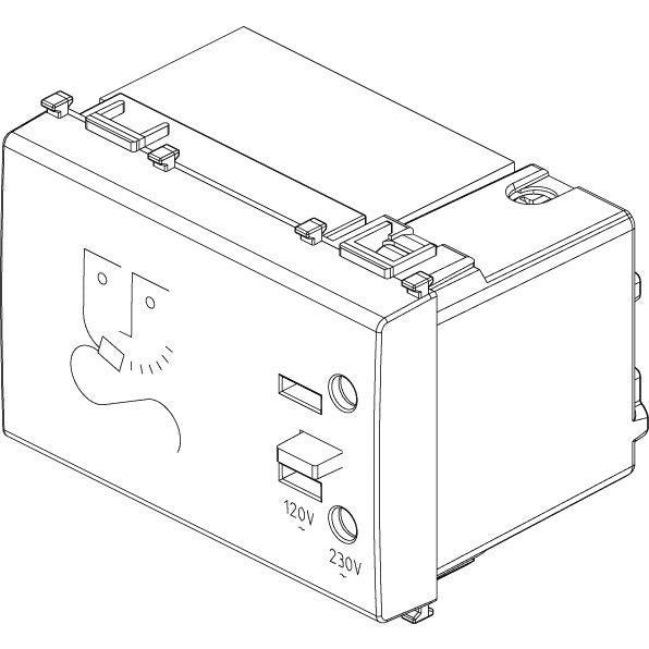 Vimar Plana Shaver Supply Unit 230V, 20 VA Isolating Transformer, 120V/230V Output, 3-Module — Quality Boat Parts