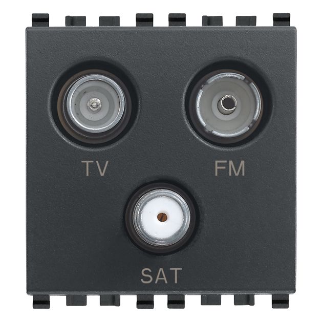 Vimar EIKON TV-FM-SAT Coaxial Socket Outlet, Single Connection, 3 Outputs, 5-2400 MHz, 1 dB, 2 Modules — Quality Boat Parts