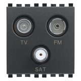 Vimar EIKON TV-FM-SAT Coaxial Socket Outlet, Single Connection, 3 Outputs, 5-2400 MHz, 1 dB, 2 Modules — Quality Boat Parts