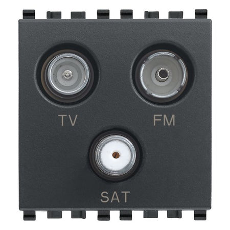 Vimar EIKON TV-FM-SAT Coaxial Socket Outlet, Single Connection, 3 Outputs, 5-2400 MHz, 1 dB, 2 Modules — Quality Boat Parts