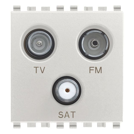 Vimar EIKON TV-FM-SAT Coaxial Socket Outlet, Single Connection, 3 Outputs, 5-2400 MHz, 1 dB, 2 Modules — Quality Boat Parts