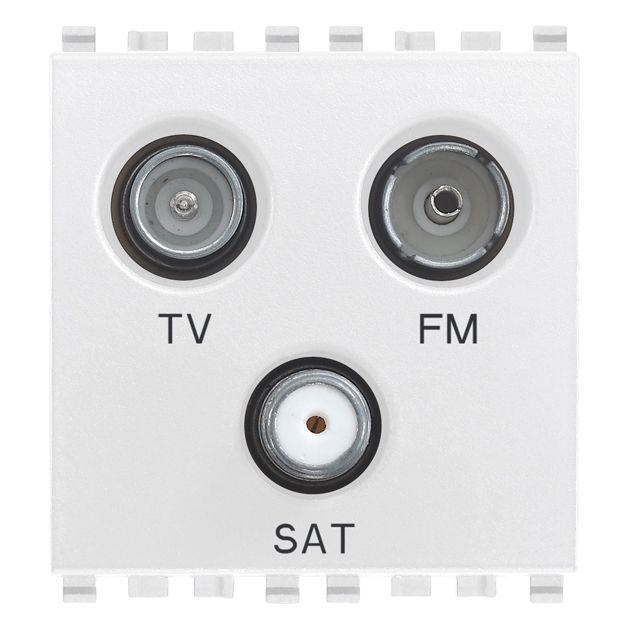 Vimar EIKON TV-FM-SAT Coaxial Socket Outlet, Single Connection, 3 Outputs, 5-2400 MHz, 1 dB, 2 Modules — Quality Boat Parts