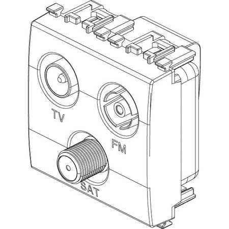 Vimar EIKON TV-FM-SAT Coaxial Socket Outlet, Single Connection, 3 Outputs, 5-2400 MHz, 1 dB, 2 Modules — Quality Boat Parts