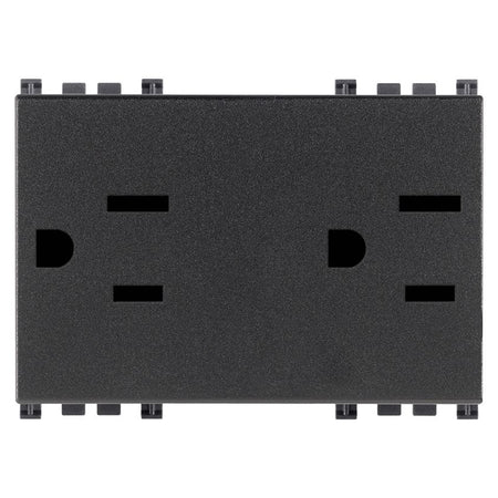 Vimar ARKÉ Double 2P+E USA Socket Outlet, 15A, 127V, IP20, Flush-Mounted, 3 Modules — Quality Boat Parts