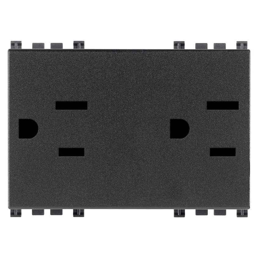 Vimar ARKÉ Double 2P+E USA Socket Outlet, 15A, 127V, IP20, Flush-Mounted, 3 Modules — Quality Boat Parts