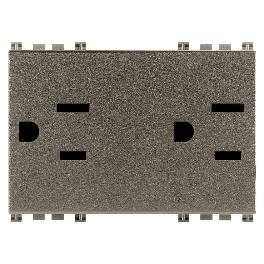 Vimar ARKÉ Double 2P+E USA Socket Outlet, 15A, 127V, IP20, Flush-Mounted, 3 Modules — Quality Boat Parts