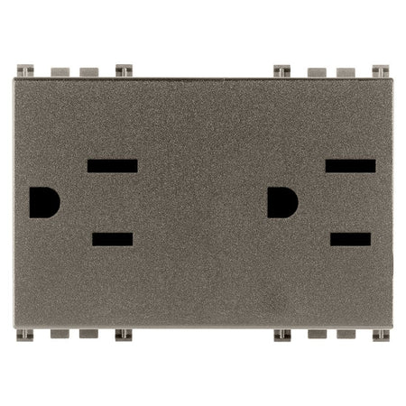Vimar ARKÉ Double 2P+E USA Socket Outlet, 15A, 127V, IP20, Flush-Mounted, 3 Modules — Quality Boat Parts