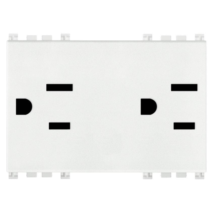 Vimar ARKÉ Double 2P+E USA Socket Outlet, 15A, 127V, IP20, Flush-Mounted, 3 Modules — Quality Boat Parts