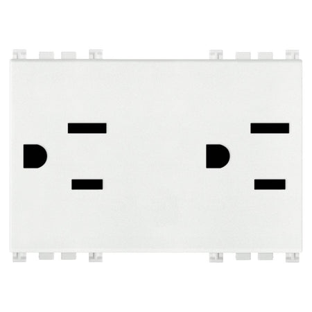 Vimar ARKÉ Double 2P+E USA Socket Outlet, 15A, 127V, IP20, Flush-Mounted, 3 Modules — Quality Boat Parts