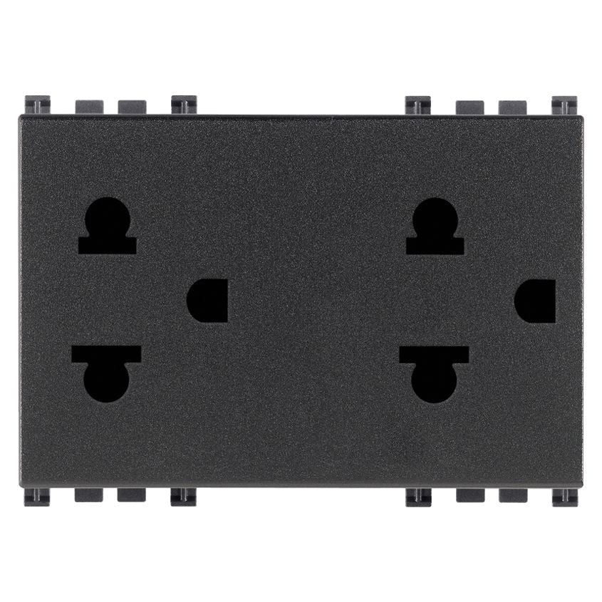 Vimar ARKÉ Double 2P+E USA+EU Socket Outlet, 16A, 250V, 3-Module, Flush Mount, IP20 — Quality Boat Parts