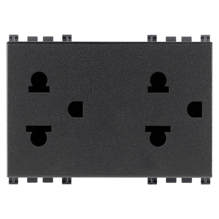 Vimar ARKÉ Double 2P+E USA+EU Socket Outlet, 16A, 250V, 3-Module, Flush Mount, IP20 — Quality Boat Parts