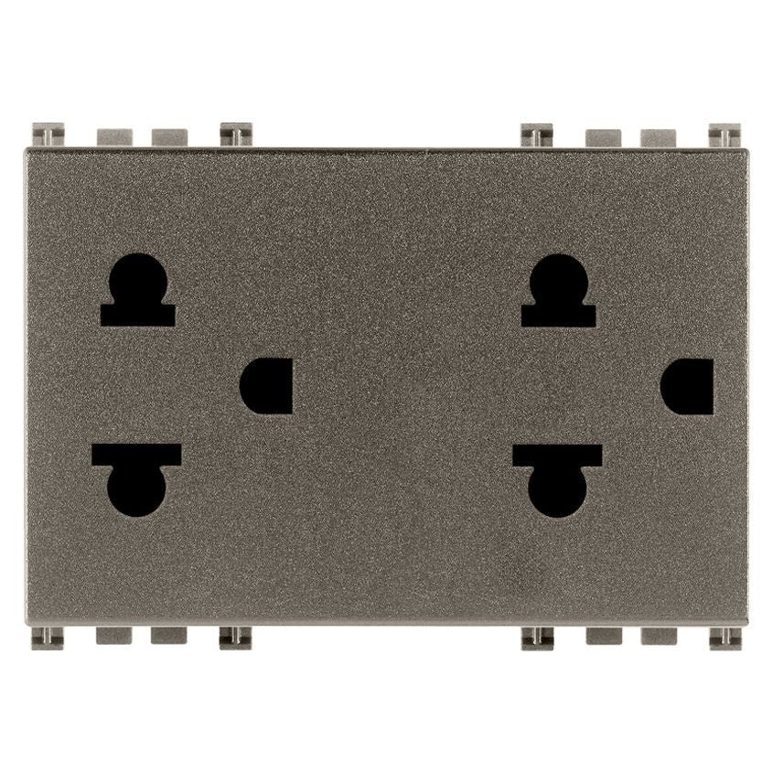 Vimar ARKÉ Double 2P+E USA+EU Socket Outlet, 16A, 250V, 3-Module, Flush Mount, IP20 — Quality Boat Parts