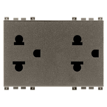 Vimar ARKÉ Double 2P+E USA+EU Socket Outlet, 16A, 250V, 3-Module, Flush Mount, IP20 — Quality Boat Parts