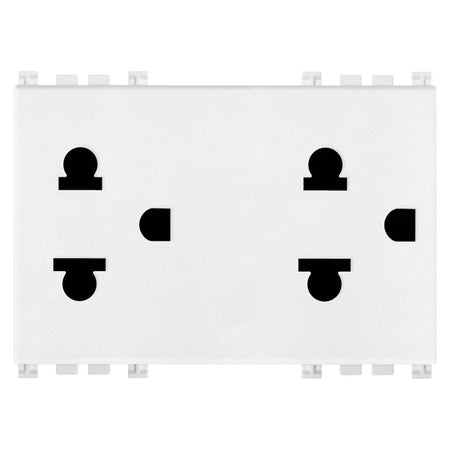 Vimar ARKÉ Double 2P+E USA+EU Socket Outlet, 16A, 250V, 3-Module, Flush Mount, IP20 — Quality Boat Parts