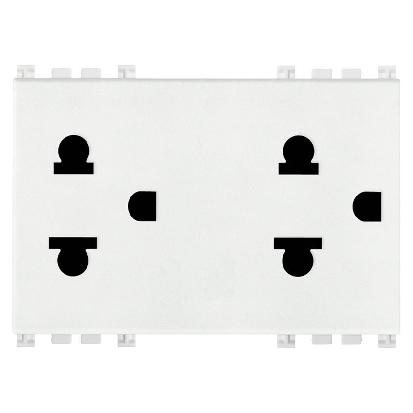Vimar ARKÉ Double 2P+E USA+EU Socket Outlet, 16A, 250V, 3-Module, Flush Mount, IP20 — Quality Boat Parts