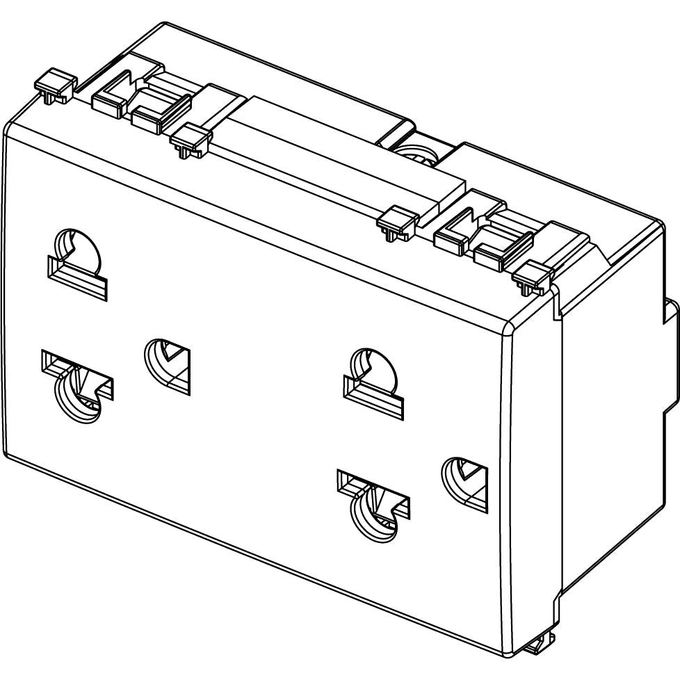 Vimar ARKÉ Double 2P+E USA+EU Socket Outlet, 16A, 250V, 3-Module, Flush Mount, IP20 — Quality Boat Parts