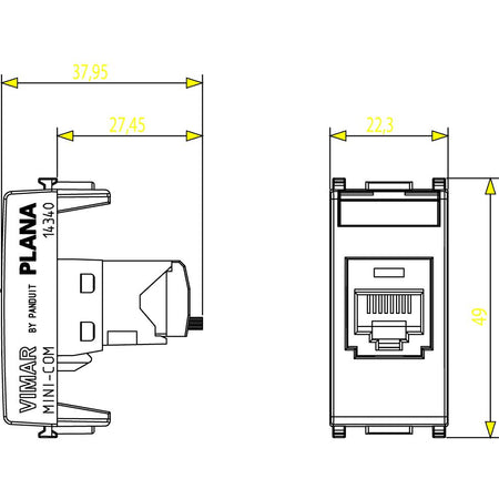 Vimar Plana Series RJ45 Cat5e Panduit Outlet, T568A/B, 8 Contacts — Quality Boat Parts